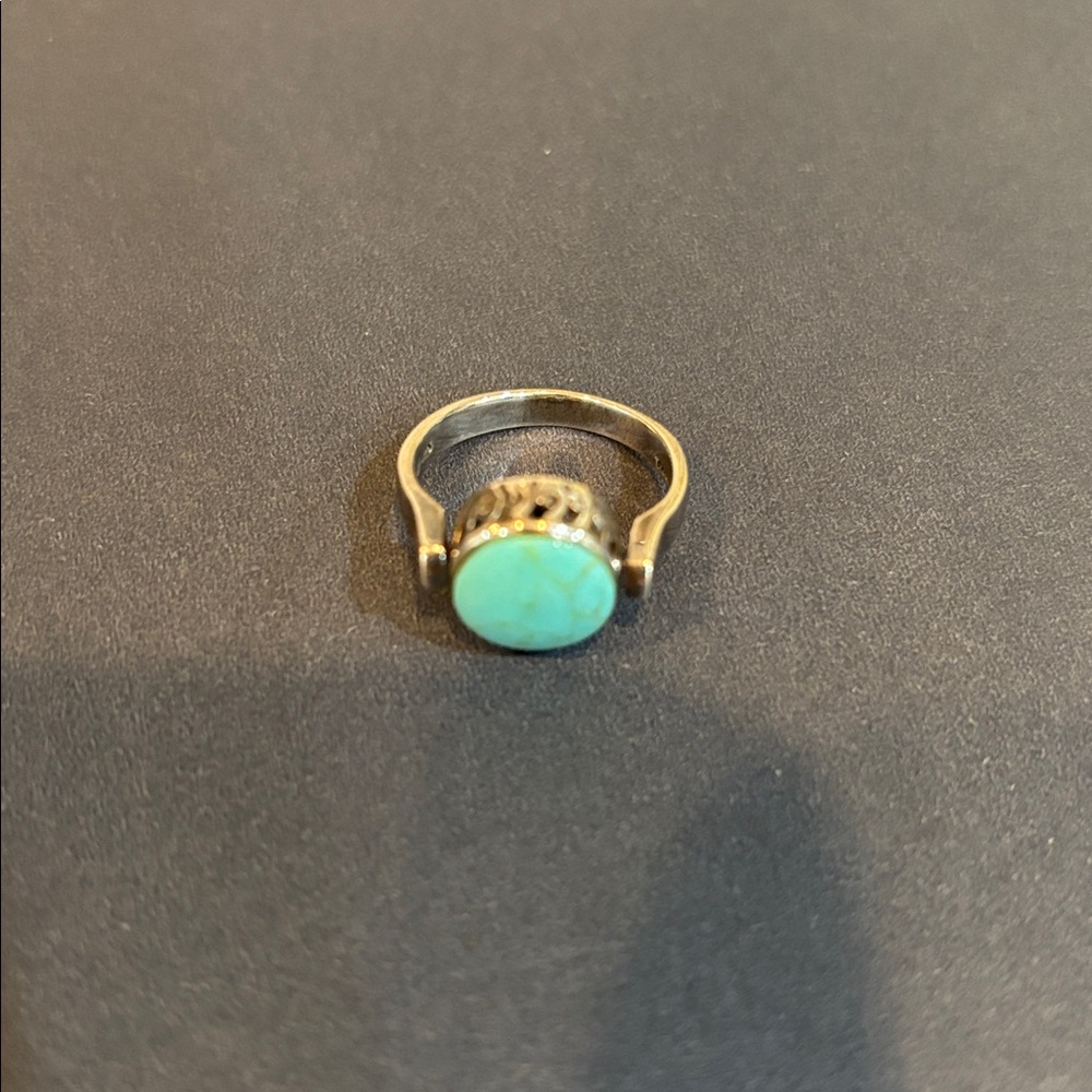 Turquoise Stone sterling reversible Oval Ring - Women Jewelry